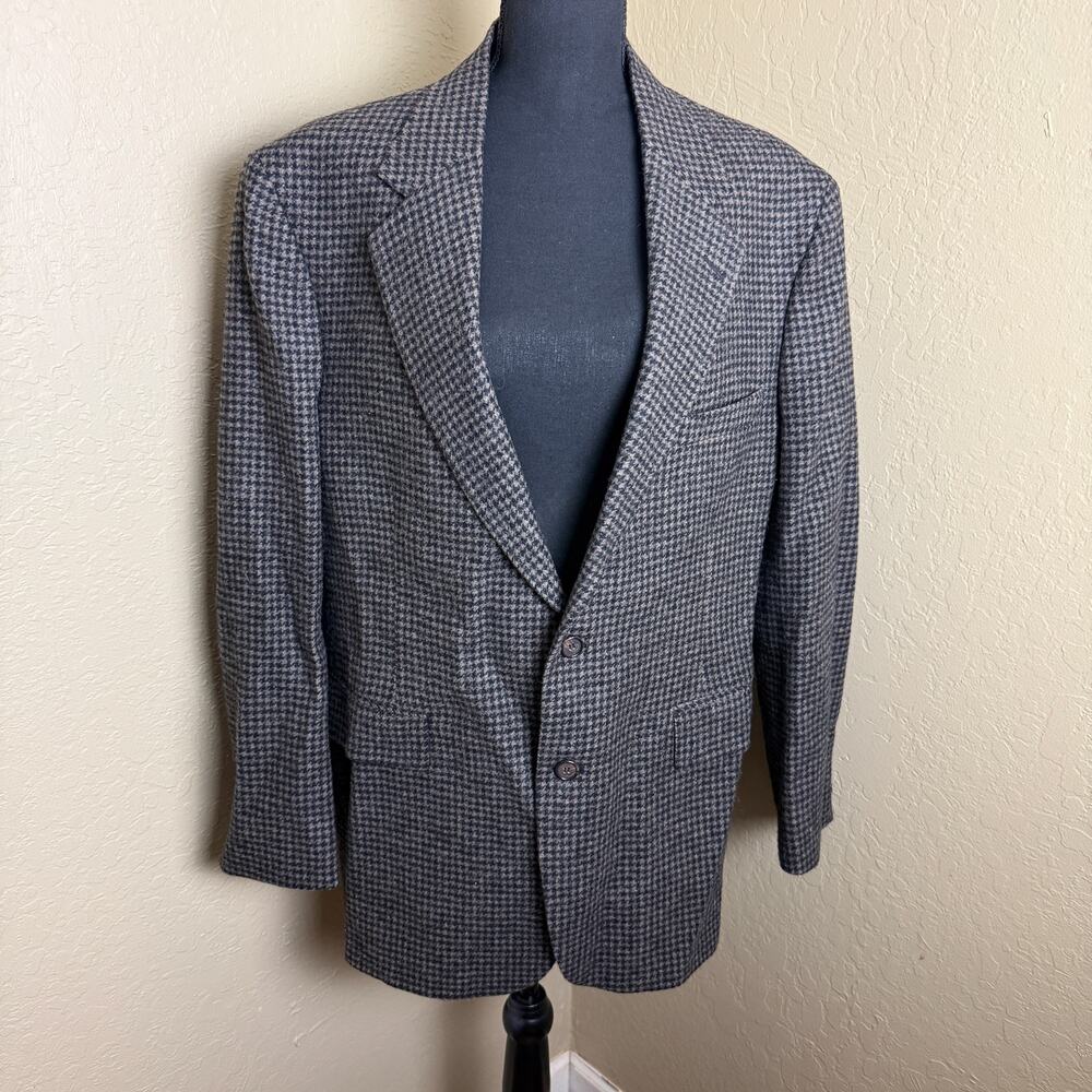 Avant Garde Men's 44R Wool Houndstooth Blazer Sport Coat Made USA
